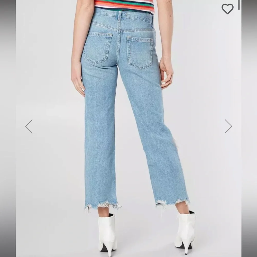 We The Free Destroyed Maggie Straight Light Wash Jeans 28 - Picture 15 of 15